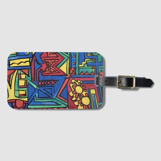 Étiquette À Bagage Art Moderne Peint À Main Haute (Devant Horizontal)