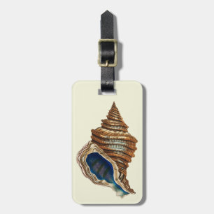 Étiquette À Bagage Art nautique vintage George Shaw Coquille conch bl