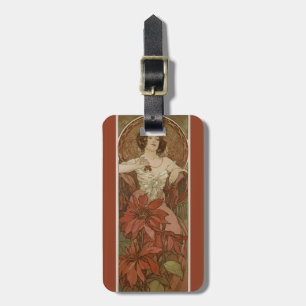 Étiquette À Bagage Art Nouveau Ruby Alphonse Mucha Floral Vintage