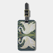 Étiquette À Bagage Art Nouveau Swan Deux Swans (Devant Vertical)