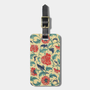 Étiquette À Bagage Art Nouveau Vintage Chinoiserie Fleurie Rouge Chin