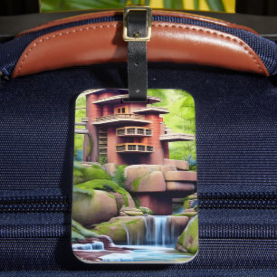 Étiquette À Bagage Art numérique de la maison d'arbre architectural
