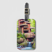 Étiquette À Bagage Art numérique de la maison d'arbre architectural (Devant Vertical)