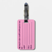 Étiquette À Bagage Art original : "Dangereux en rose" (Dos Vertical)