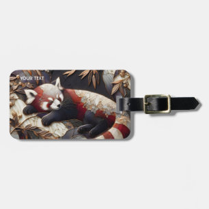 Étiquette À Bagage Art Panda Rouge Imaginaire mignon