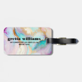 Étiquette À Bagage Art parties scintillant abstrait en marbre pastel (Dos horizontal)