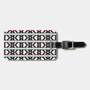 Étiquette À Bagage Art populaire tribal letton noir et blanc masculin