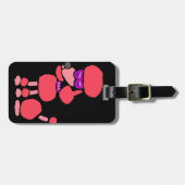 Étiquette À Bagage Art rose drôle de chien de caniche (Devant horizontal)