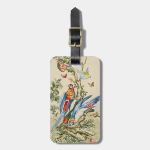 Étiquette À Bagage Art Tropical Antique de Perroquet et Papillon de G