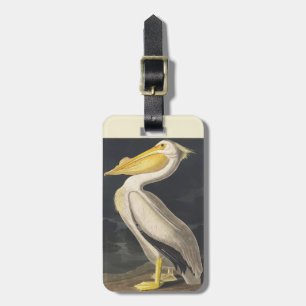 Étiquette À Bagage Art vintage de l'Américain Pélican Blanc d'Audubon