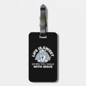 Étiquette À Bagage Art Vivant Fidèle - Teacup avec Croix et Dove (Dos Vertical)