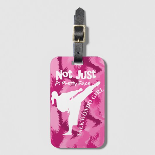 Étiquette À Bagage Arts Marshall Pour Les Filles Joli Rose (Devant Vertical)