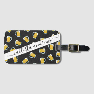 Étiquette À Bagage Artsy Modern Yellow Black Watercolor Beer Stein