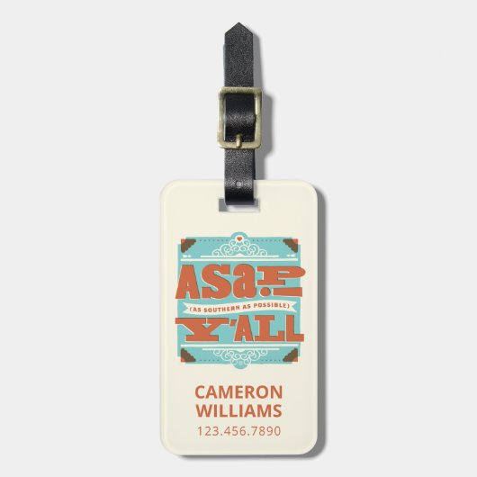 Étiquette À Bagage ASAP | Aussi Au Sud Que Possible Y'ALL (Devant Vertical)