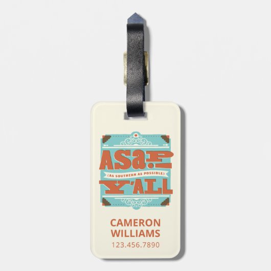 Étiquette À Bagage ASAP | Aussi Au Sud Que Possible Y'ALL (Dos Vertical)