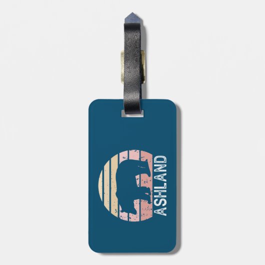 Étiquette À Bagage Ashland Oregon Retro Bear (Dos Vertical)