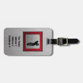 Étiquette À Bagage Aspect aluminium brossé Golfer (Devant horizontal)