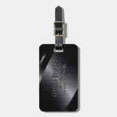 Étiquette À Bagage Aspect brillant en aluminium brossé en métal noir (Devant Vertical)