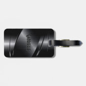 Étiquette À Bagage Aspect brillant en aluminium brossé en métal noir (Dos horizontal)