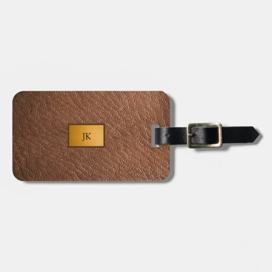 Étiquette À Bagage Aspect cuir marron masculin (Devant horizontal)