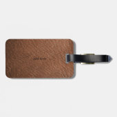 Étiquette À Bagage Aspect cuir marron masculin (Dos horizontal)