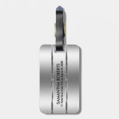 Étiquette À Bagage Aspect en acier inoxydable métallique brillant (Dos Vertical)