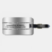Étiquette À Bagage Aspect en acier inoxydable métallique brillant (Dos horizontal)