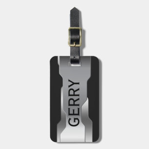 Étiquette À Bagage Aspect en acier inoxydable métallique géométrique