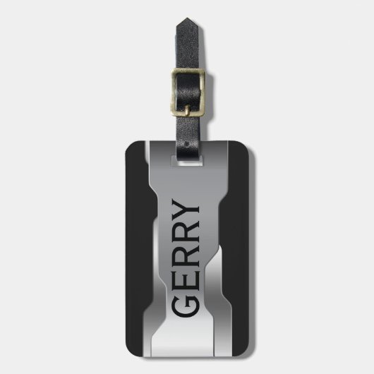Étiquette À Bagage Aspect en acier inoxydable métallique géométrique (Devant Vertical)