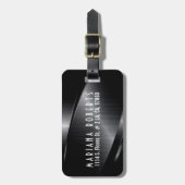 Étiquette À Bagage Aspect en aluminium brossé en métal noir (Devant Vertical)