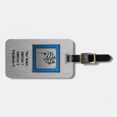 Étiquette À Bagage Aspect métal brossé Drapeau de course (Devant horizontal)