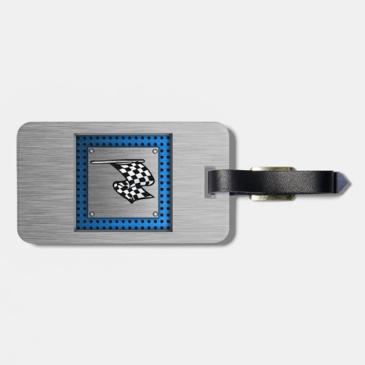 Étiquette À Bagage Aspect métal brossé Drapeau de course (Dos horizontal)