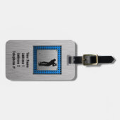 Étiquette À Bagage Aspect métal brossé Golf (Devant horizontal)