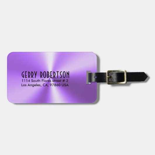 Étiquette À Bagage Aspect métallique en acier inoxydable violet (Devant horizontal)
