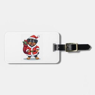 Étiquette À Bagage Assistant du Père Noël Rottweiler
