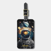 Étiquette À Bagage Astronaut and Planets Cosmic Illustration (Devant Vertical)