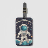 Étiquette À Bagage Astronaut et thème spatial (Devant Vertical)