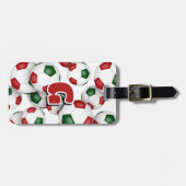 Étiquette À Bagage athlètes monogrammed sur mesure rouge vert soccer (Devant horizontal)