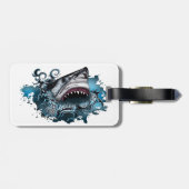Étiquette À Bagage Attaque de requins (Dos horizontal)