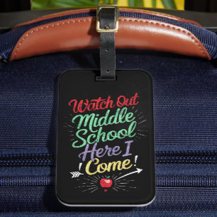Étiquette À Bagage Attention collège, j'arrive école