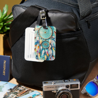 Étiquette À Bagage Attrape-rêves Amérindien Boho, aquarelle