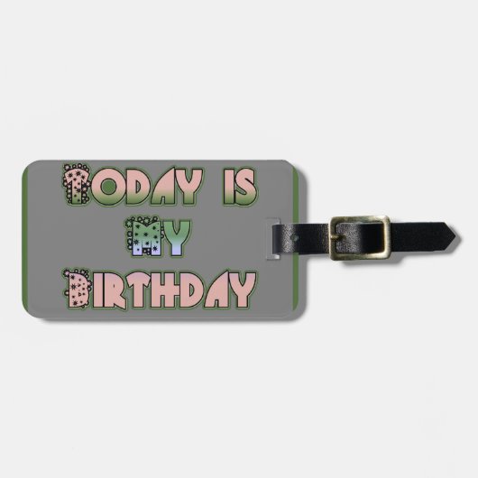 Étiquette À Bagage Aujourd'hui est mon anniversaire Baby Pink Art Pri (Devant horizontal)