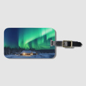 Étiquette À Bagage Aurora borealis au-dessus du cabine d'hiver (Devant Horizontal)