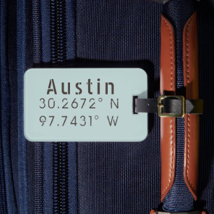 Étiquette À Bagage Austin Latitude Longitude Personnalisable