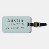 Étiquette À Bagage Austin Latitude Longitude personnalisable (Devant horizontal)