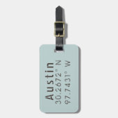 Étiquette À Bagage Austin Latitude Longitude personnalisable (Devant Vertical)