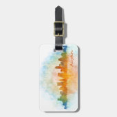 Étiquette À Bagage Austin Texas skyline watercolor v4 (Devant Vertical)