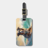 Étiquette À Bagage Australian Shepherd Beach Surfing Peinture (Devant Vertical)