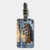 Étiquette À Bagage Australian Shepherd Christmas Boat Holiday (Devant Vertical)