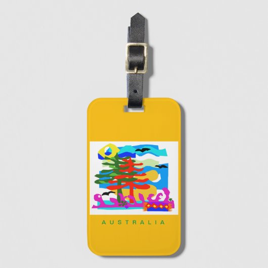 Étiquette À Bagage Australie - PLAGES - Soleil & Surf - Vert (Devant Vertical)